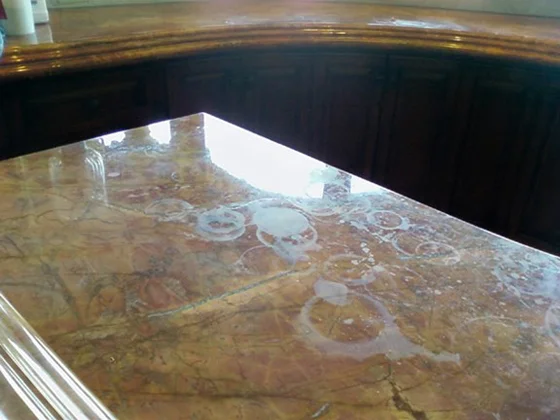 Etched marble countertop